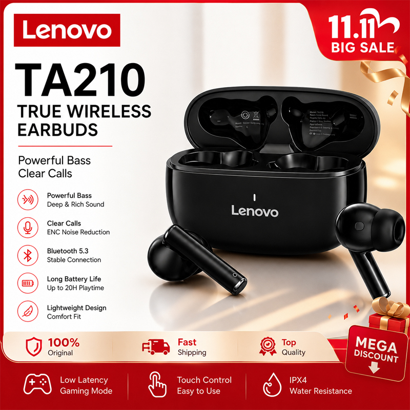 Anc Wireless Over Ear Headphones - Słuchawki bezprzewodowe Bluetooth Lenovo TA210 z
