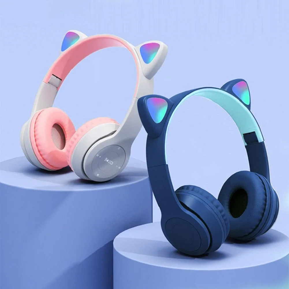 Cat Ear Bluetooth Headset Led - Słodkie słuchawki bezprzewodowe z kocimi uszkami