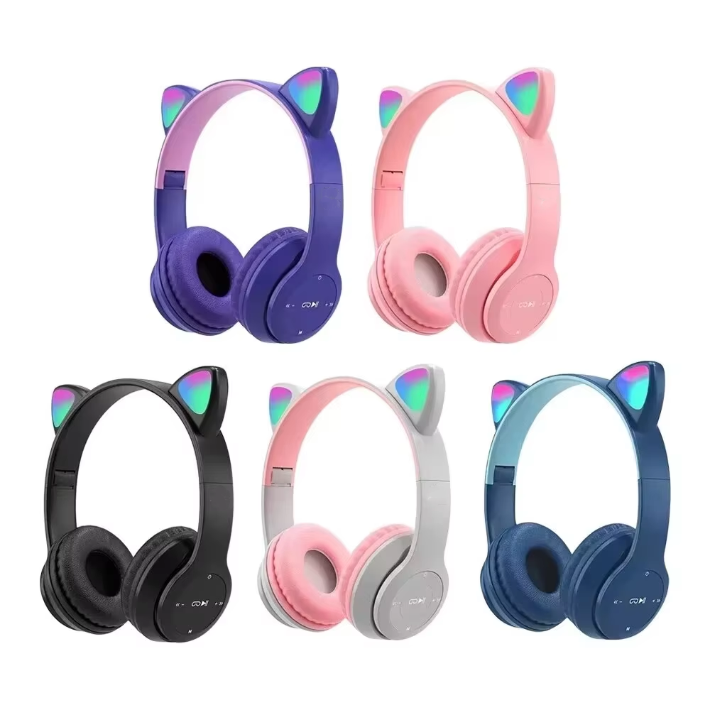 Cat Ear Bluetooth Headset Led - Dziecięce słuchawki bezprzewodowe P47M do gier