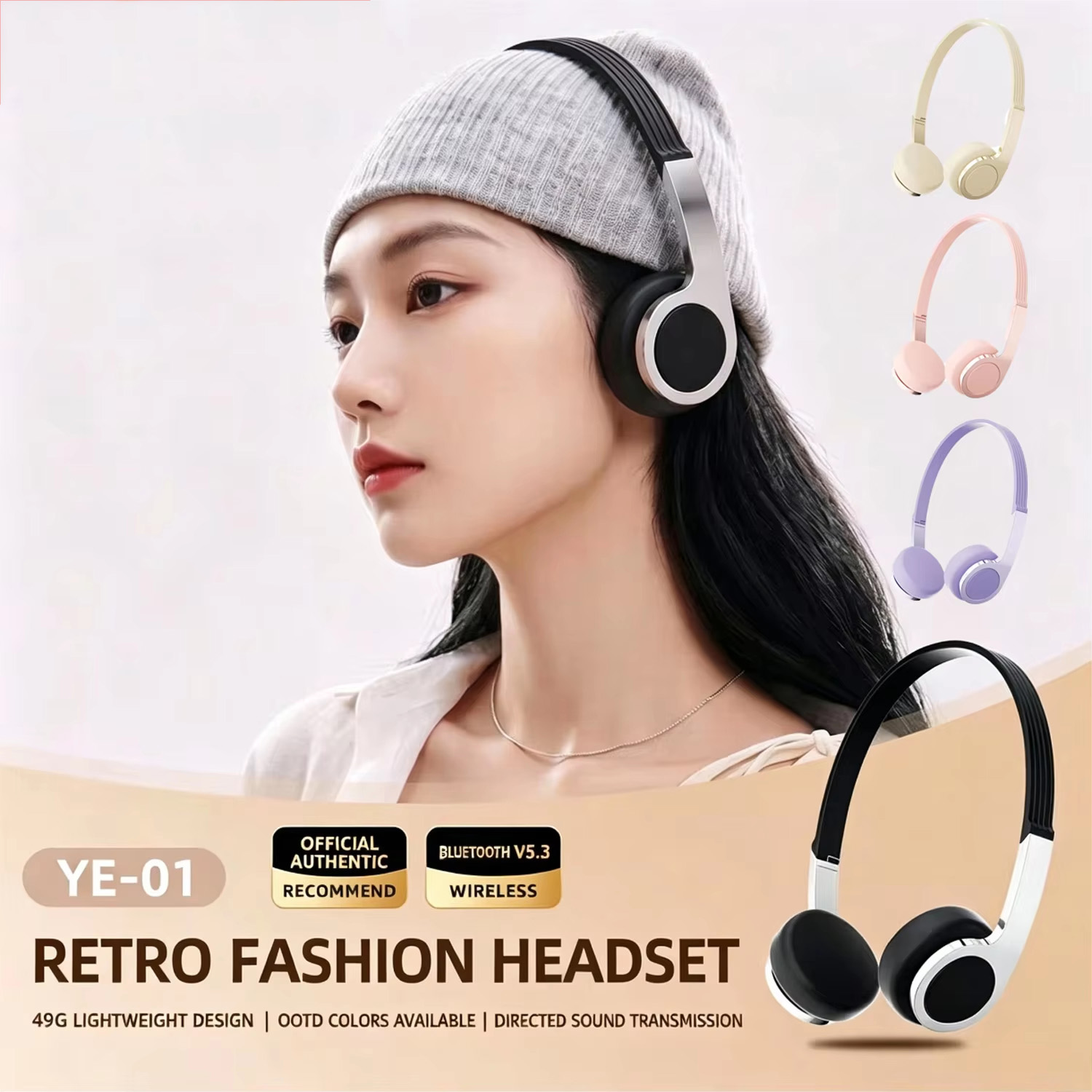 Anc Wireless Over Ear Headphones - Nowe retro kompaktowe słuchawki nauszne Bluetooth