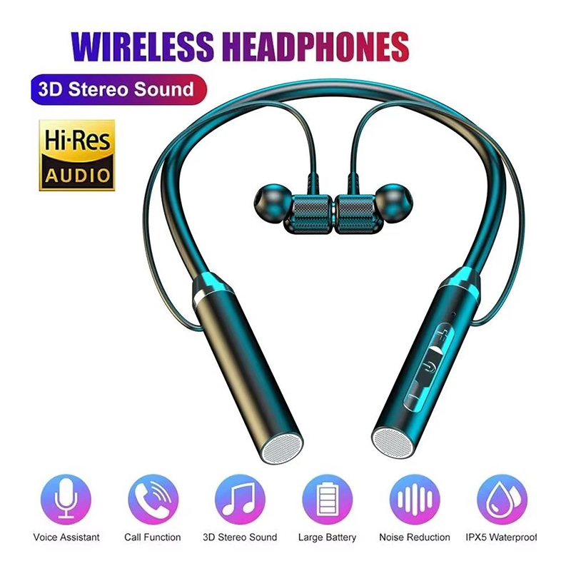 Magnetic Neckband Sports Earphones - Słuchawki Bluetooth 5.0 z pałąkiem na