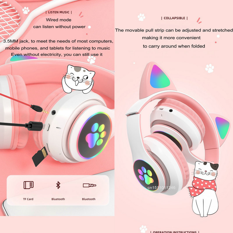 Słuchawki z kocimi uszami Flas – Cat Ear Bluetooth Headset Led recenzja i cena